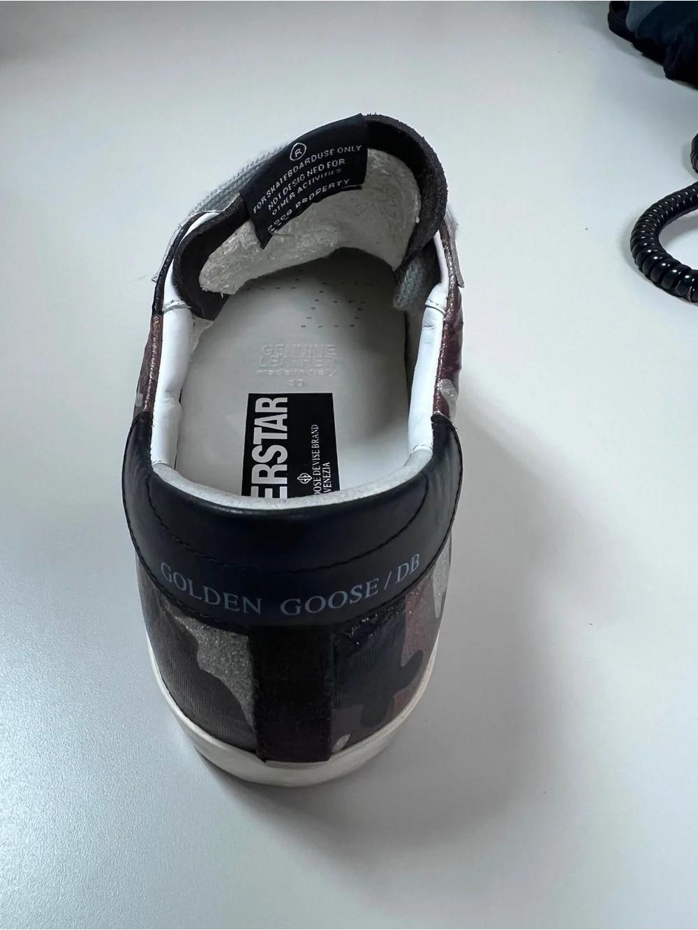Golden Goose Kids Camo Superstar Sneakers in Brown, White & Silver